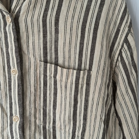Mate the Label • Butter Yellow Striped Linen Buttonup Size M - Picture 8 of 10